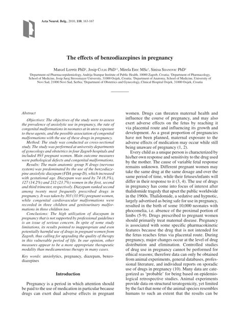 (PDF) The effects of benzodiazepines in pregnancy