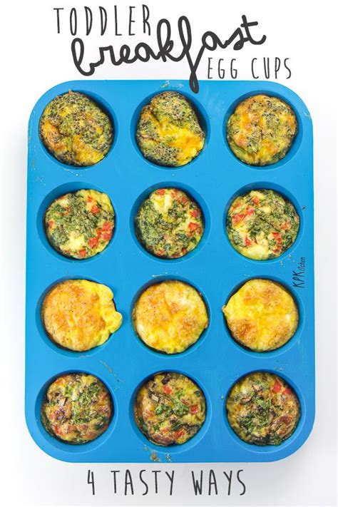 These healthy Toddler Breakfast Egg Cups come in four different tasty combinations and are ...