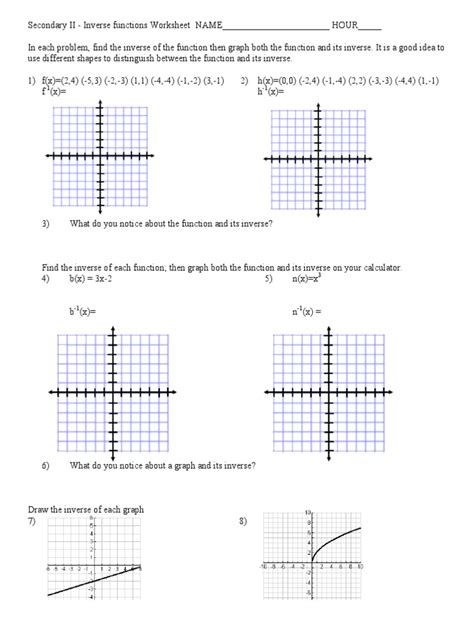 Graphing Inverse Functions Worksheet - Wordworksheet.com