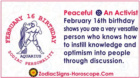 February 16 Zodiac (Aquarius) Horoscope Birthday Personality and Lucky ...