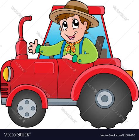 Cartoon farmer on tractor Royalty Free Vector Image