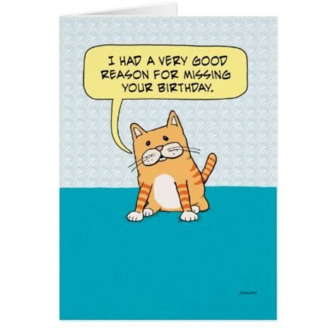 Funny Belated Birthday Cat Card | Zazzle