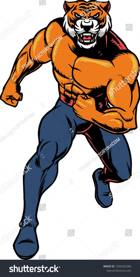 Illustration Shows Strong Tiger Thats Throwing Stock Vector (Royalty ...