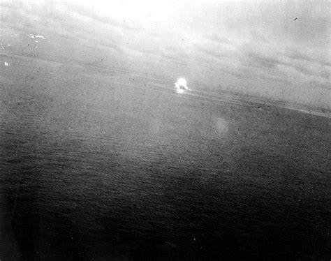 The Japanese battleship Yamato explodes as she sinks, after receiving massive torpedo and bomb ...