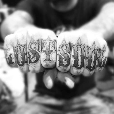 Lost Soul knuckle tattoos by @mrjessestrong at Boulevard Tattoo in ...