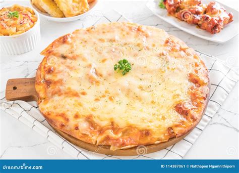 Four cheese pizza stock image. Image of single, vegetable - 114387061