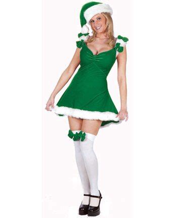 Green and White Elf Women Adult Christmas Costume - Large | Elf dress, Christmas costumes ...