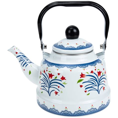 OUNONA Kettle Tea Enamel Teapot Stovetop Teakettle Water Pot Household Can Floral Watering ...