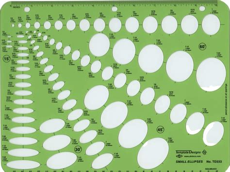 ALVIN TD333, Multi-Purpose Small Ellipse Guide Template, Drawing and Drafting Tool - 79 Ellipses ...