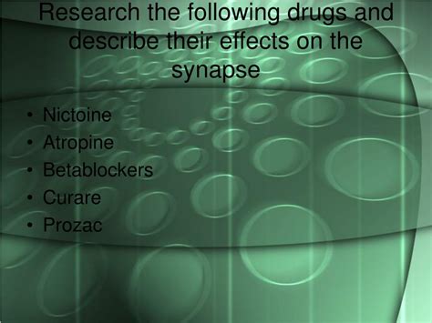 PPT - The effect of drugs on the synapse PowerPoint Presentation, free download - ID:3108480