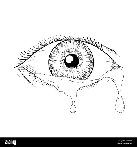 Human Eye Crying Tears Flowing Drawing Stock Photo - Alamy