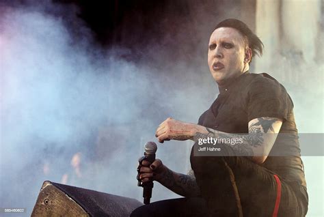 Singer Marilyn Manson performs at PNC Music Pavilion on August 2,... News Photo - Getty Images