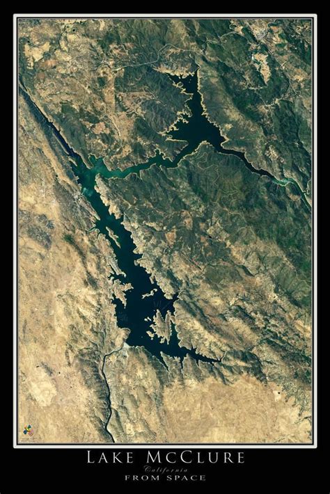 The Lake McClure California Satellite Poster Map - L 24 x 36 inch in ...