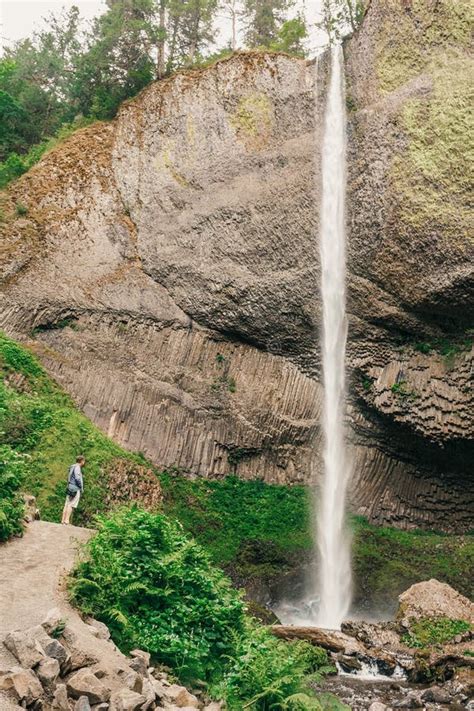 Latourell Falls Waterfall Along the Columbia River Gorge Stock Image ...