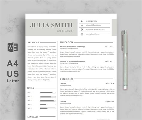 44++ Minimalist resume template word For Your Application