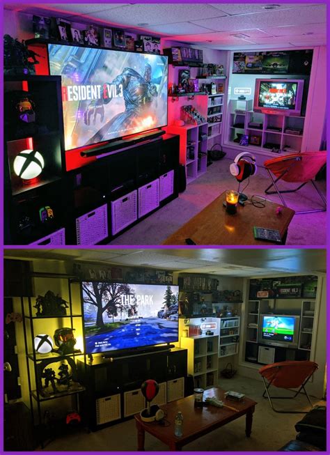 Modern and Retro Gaming Room | Video game room design, Retro games room ...