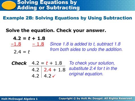 Solving Equations by Adding or Subtracting Warm Up Lesson Presentation ...