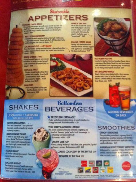 Menu at Red Robin restaurant, Abbotsford