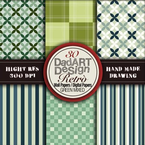 30 Retro Green Pattern seamless digital papers / by DADARTDESIGN | DADARTDESIGN BLOG