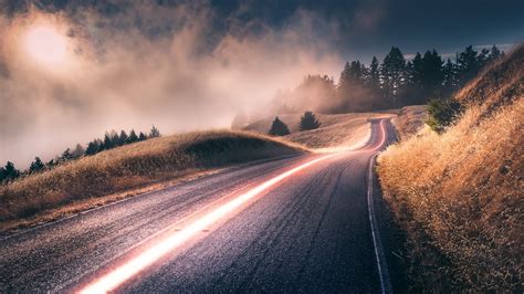 Online crop | gray asphalt road near trees digital wallpaper, nature, landscape, long exposure ...