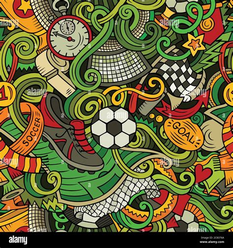 Cartoon cute doodles hand drawn Soccer seamless pattern Stock Vector Image & Art - Alamy