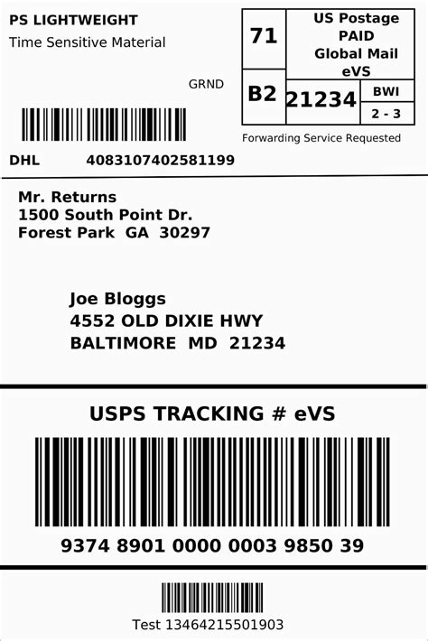 4X6 Shipping Label Template Pdf