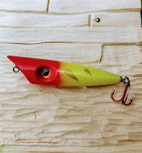 Top Water Wooden Fishing Lure / Red-face Surface Popper / | Etsy | Trout fishing tips, Fishing ...