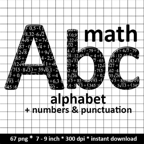 Math Alphabet Clipart Font With Math Equations Pattern With - Etsy