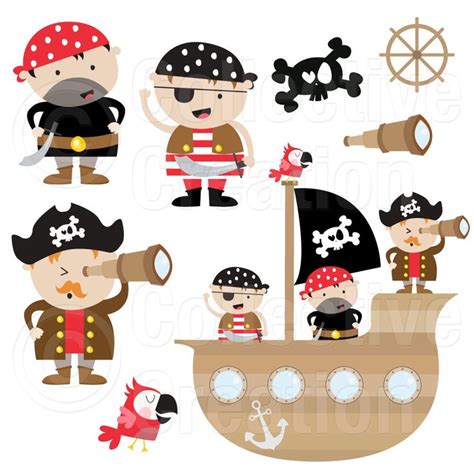 pirates | Pirate clip art, Digital clip art set, Digital clip art