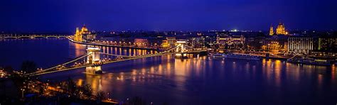 HD wallpaper: Danube River, Szechenyi Chain Bridge, night, lights ...