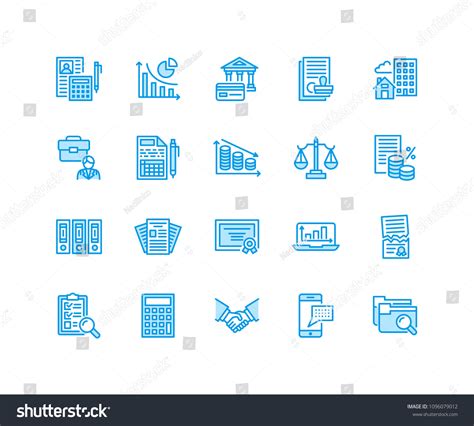 Financial Accounting Flat Line Icons Bookkeeping Stock Vector (Royalty ...