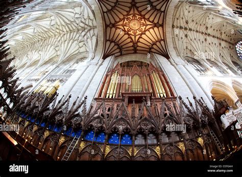 Ceiling and organ pipes inside Winchester cathedral Stock Photo - Alamy