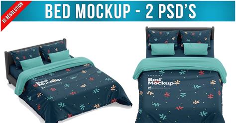 Bed Mockup - 2 PSD'S, Graphic Templates - Envato Elements