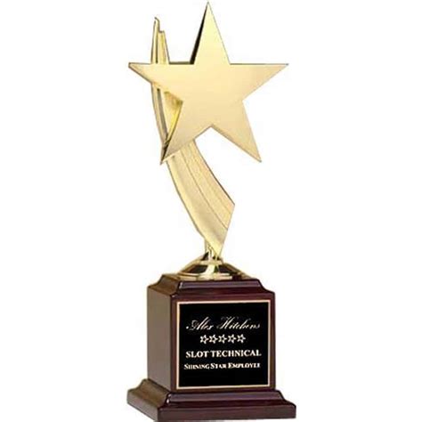 Gold Star Award with Rosewood Base - Suburban Custom Awards