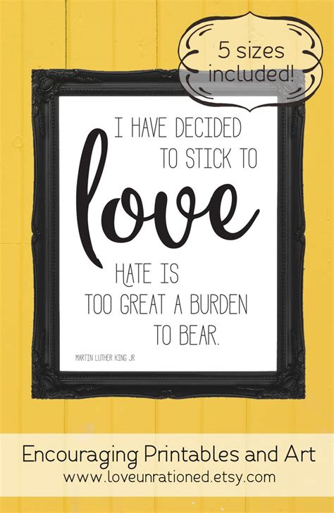 MLK Quote Stick to Love Quote MLK Print Social Justice - Etsy | Mlk, Mlk quotes, Daily encouragement