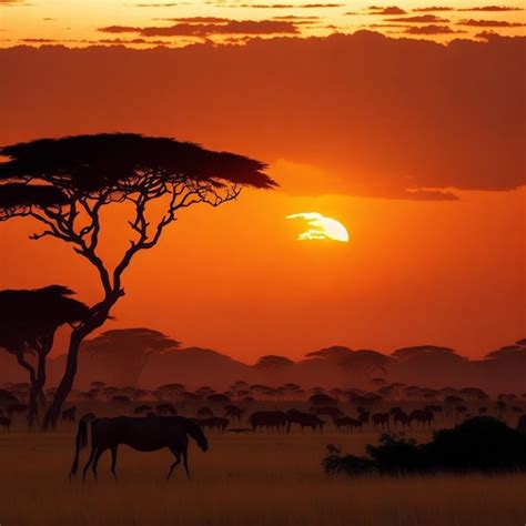 Premium AI Image | Beautiful African Sunset Scenery picture