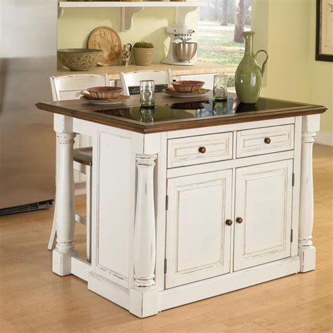 Home Styles Monarch 3 Piece Granite Top Kitchen Island & Stool Set ...