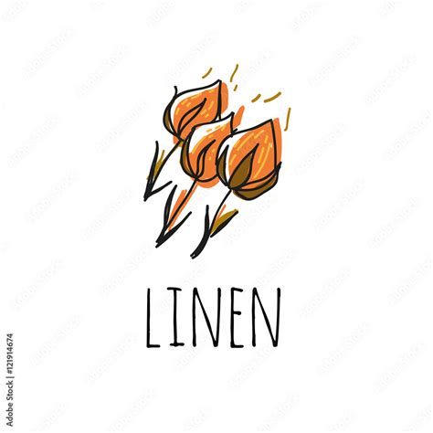 Flax. A logo template.Icon with the image of len. Linear image in Doodle style. Illustration of ...