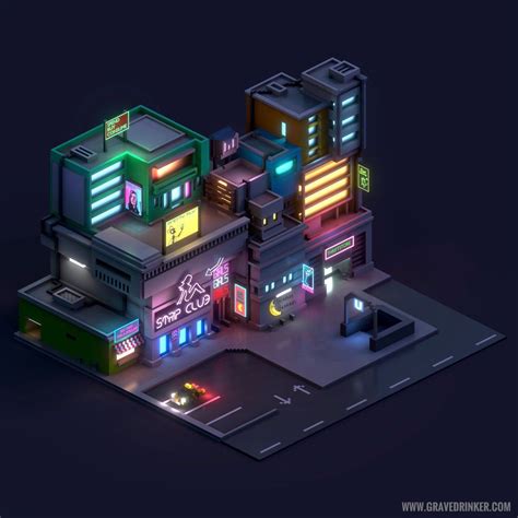 Cyberpunk-low poly | Isometric art, Isometric design, Game design