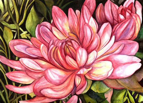 Pink Chrysanthemum Painting by Elaine Hodges