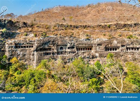 Panorama of the Ajanta Caves. UNESCO World Heritage Site in Maharashtra ...