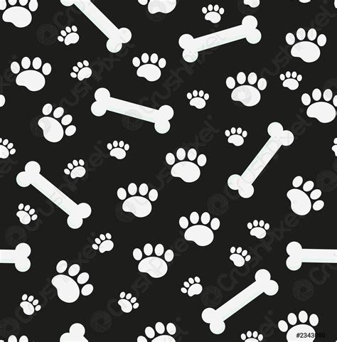 Dog bones seamless pattern Bone and traces of puppy paws - stock vector 2343080 | Crushpixel