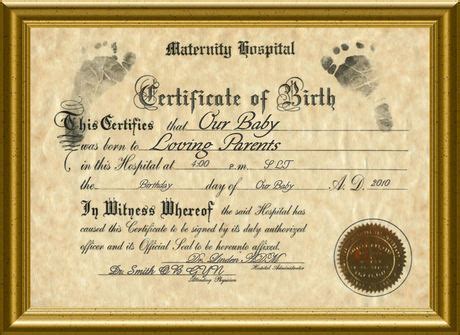 Second Life Marketplace - DM Birth Certificate Framed~Generic