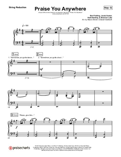 Praise You Anywhere (Unison/2-Part) String Reduction Sheet Music PDF ...