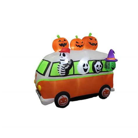 70.87 in. H x 60.24 in. W x 84.65 in. L Halloween Inflatable Vintage Bus HC-43887 - The Home Depot