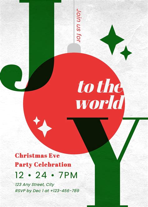 Minimalist Christmas Eve Party Celebration Invitation Card Template ...