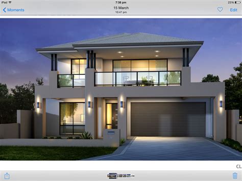 Modern Two-Storey House Facade with Glass Railing