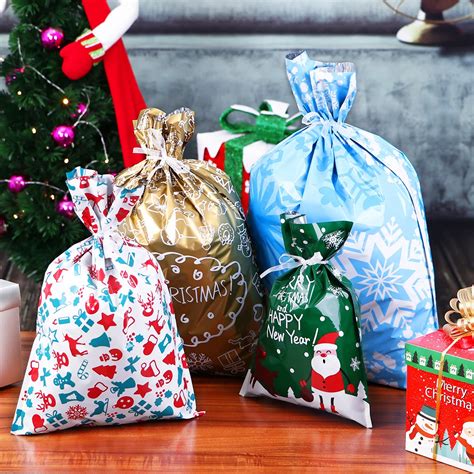 30PCS Christmas Gift Bags Cute Drawstring Assorted Styles Goody Bags ...