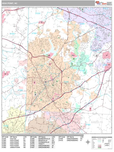 High Point North Carolina Wall Map (Premium Style) by MarketMAPS