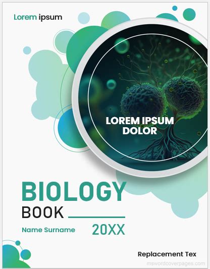 Biology Book Cover Page Template | MS Word Cover Page Templates
